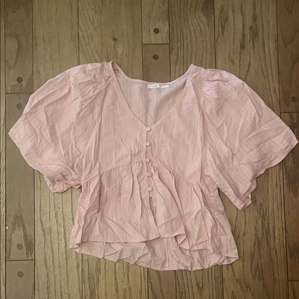 Miami Light Pink V-Neck Blouse